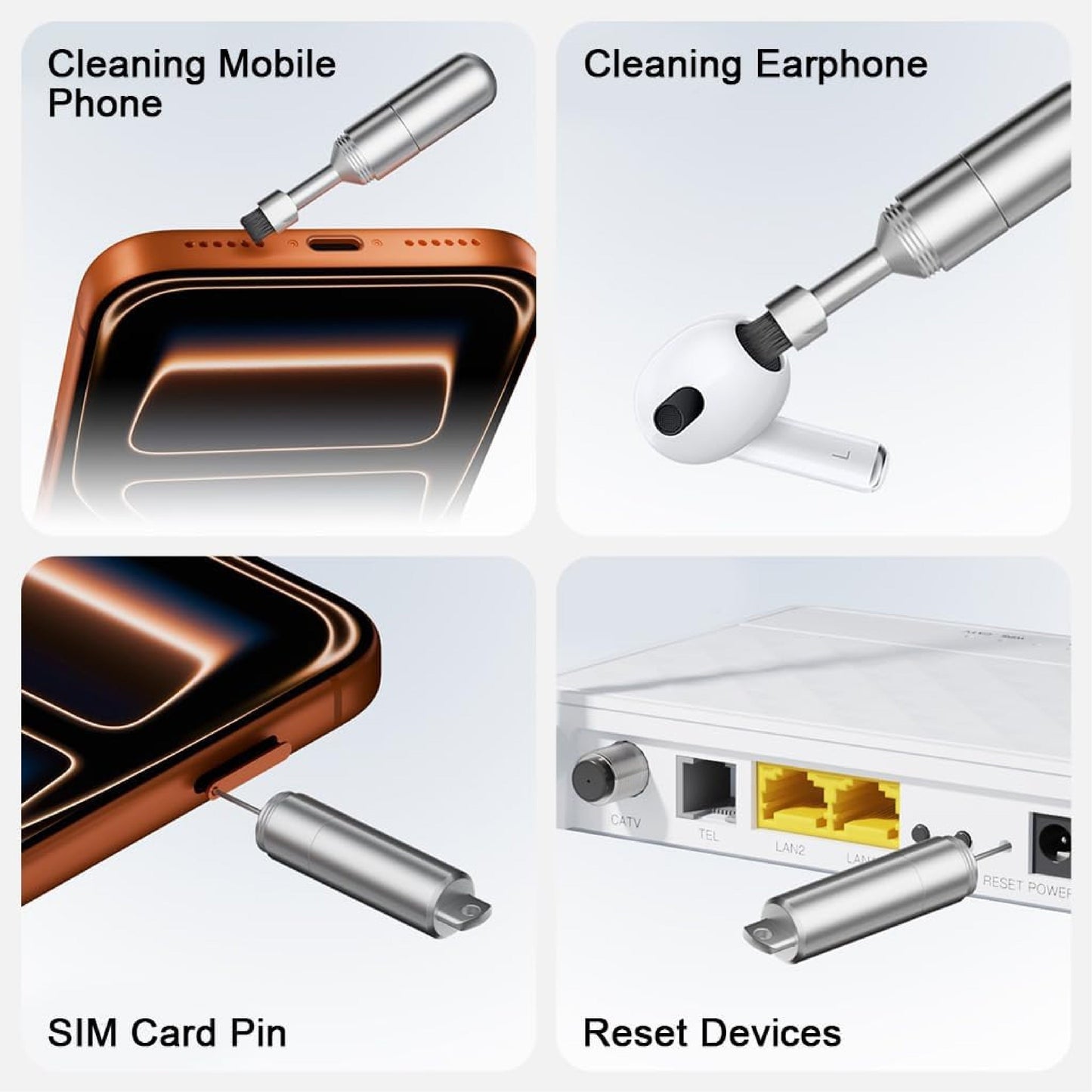 NeutralCare™ MicroClean 2-in-1 SIM Ejector Brush Tool