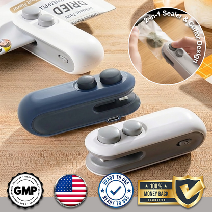 NeutralCare™ FoodLock 2-in-1 Mini Heat Sealer Cutter