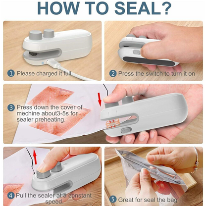 NeutralCare™ FoodLock 2-in-1 Mini Heat Sealer Cutter