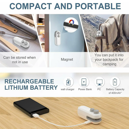 NeutralCare™ FoodLock 2-in-1 Mini Heat Sealer Cutter