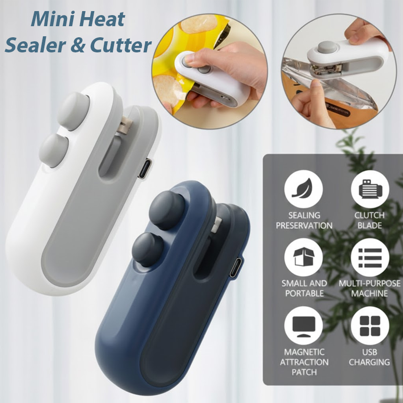 NeutralCare™ FoodLock 2-in-1 Mini Heat Sealer Cutter